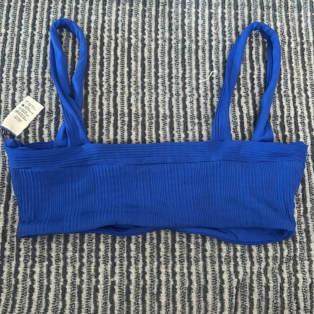 Blue Ribbed bikini top - Picture 3 of 4